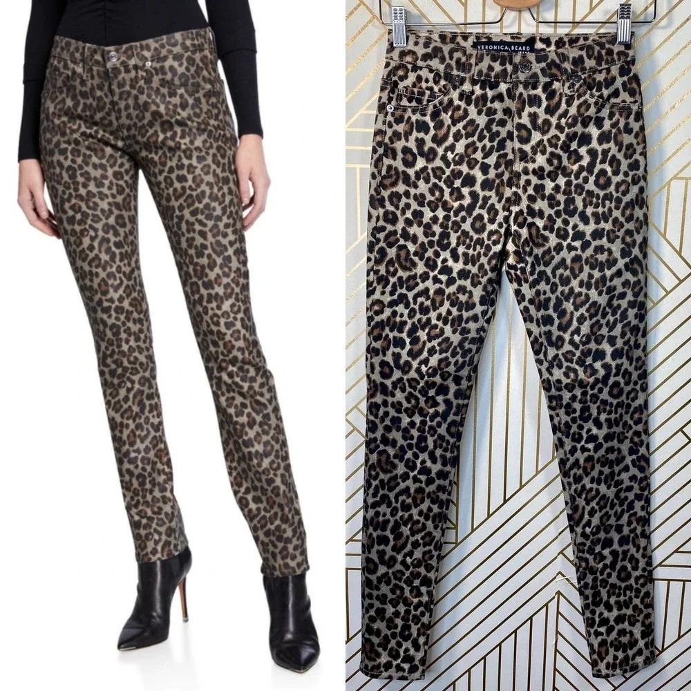 Veronica Beard Brooke Skinny Jean Coated Leopard